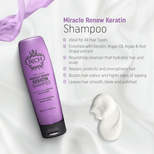 RICH Miracle Renew Keratin Shampoo 250ml - Image 2